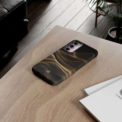 Black Tough Phone Case for Samsung - Copper Topo Ridge