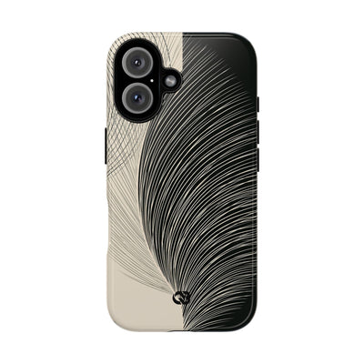 Beige Tough Phone Case for iPhone - Obsidian Cream Plume