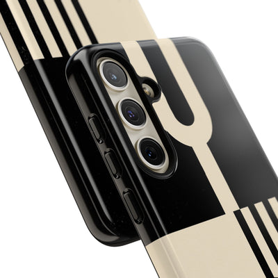 Black Tough Phone Case for Samsung - Ivory Signal Grid