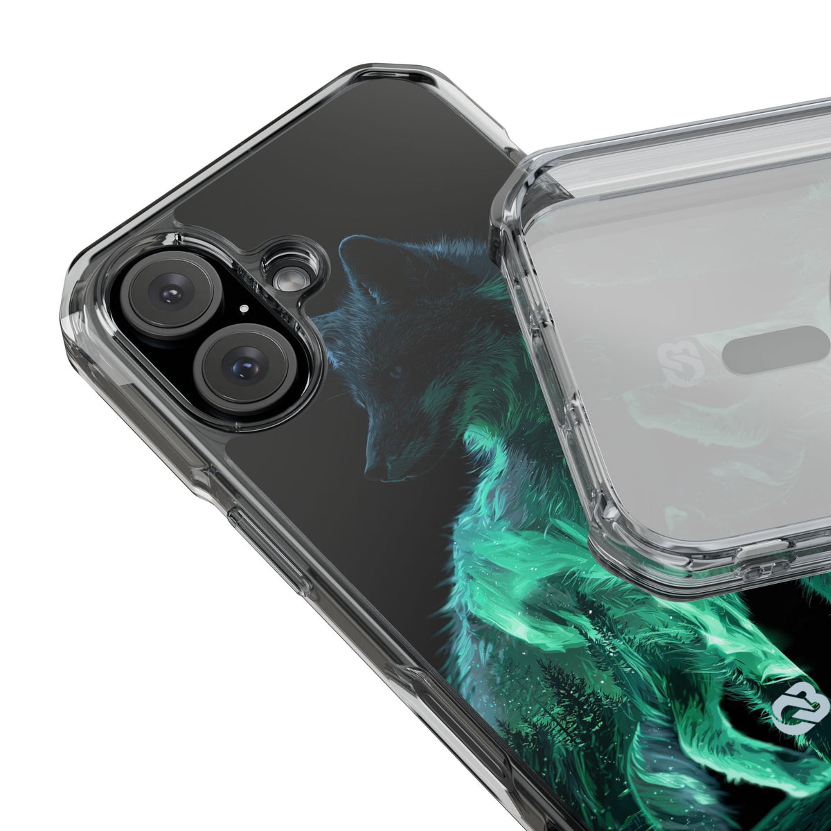 Nordic Aurora Fox · Clear Impact Magnetic Phone Case for iPhone · Teal