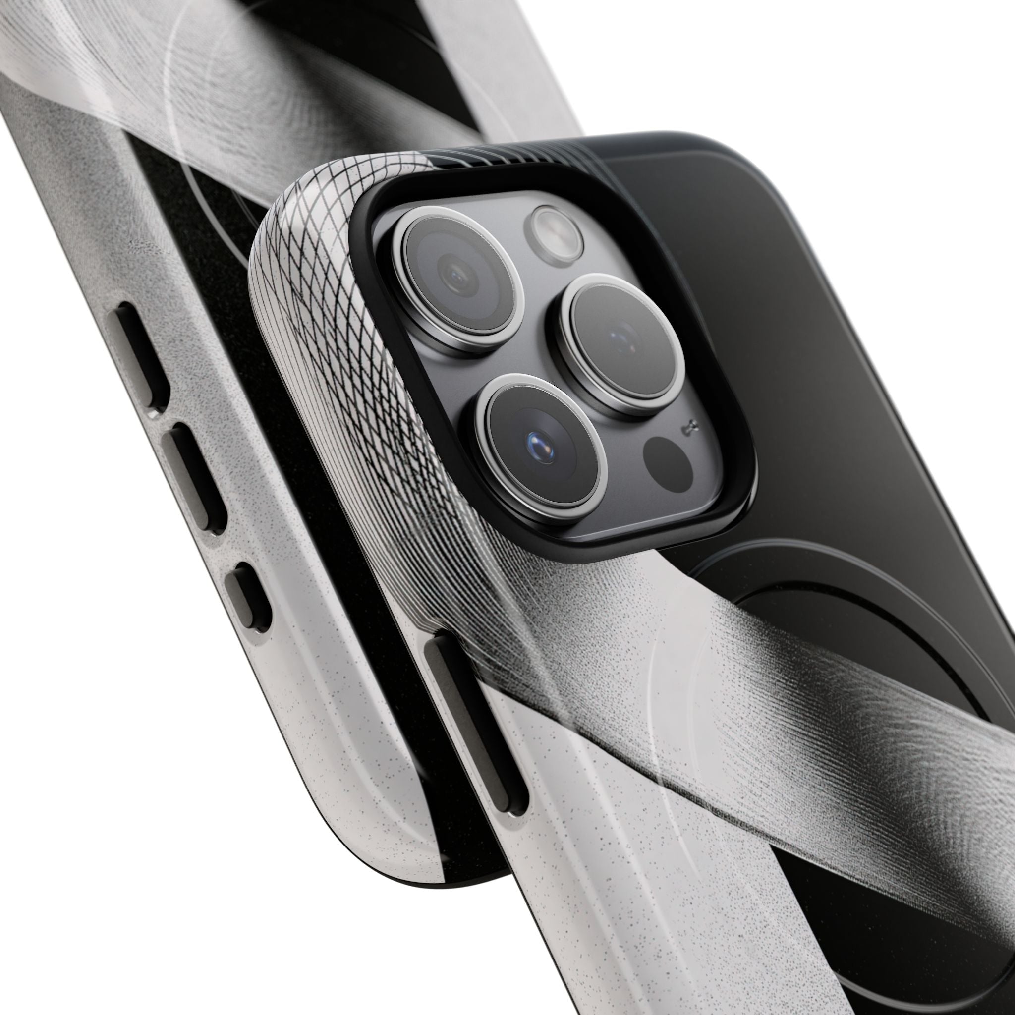 Grey Tough 2.0 Magsafe Phone Case for iPhone - Obsidian Moiré Wave