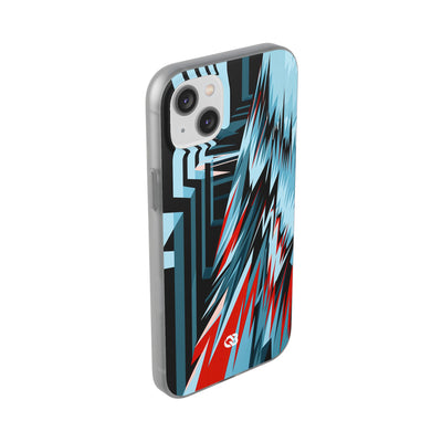 Blue Lite Phone Case for iPhone - Glitch Peak Cyan