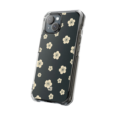 Teal Impact MagSafe Phone Case for iPhone - Obsidian Cream Petals
