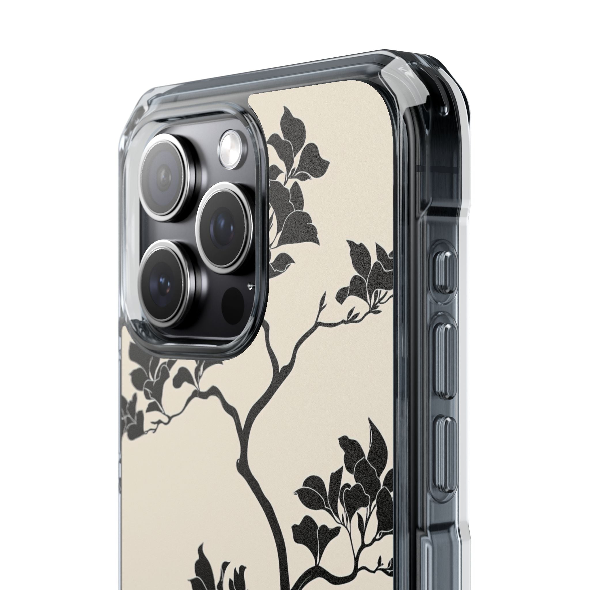 Beige Impact MagSafe Phone Case for iPhone - Obsidian Bonsai Silhouette