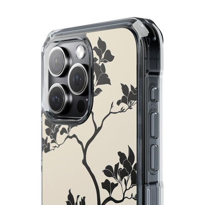 Beige Impact MagSafe Phone Case for iPhone - Obsidian Bonsai Silhouette