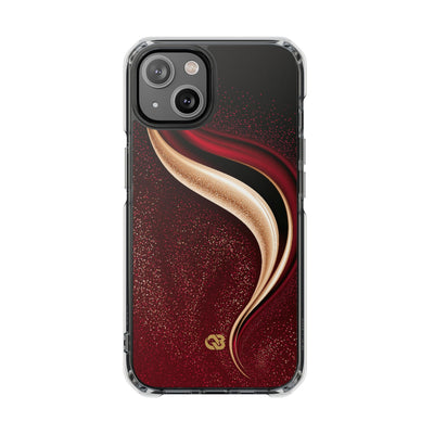 Gilded Crimson Flow · Clear Impact Magnetic Phone Case for iPhone · Red