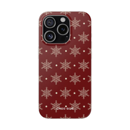 Cream Snowflake Crimson iPhone 15 Pro Case - Soft