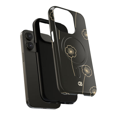 Black Tough 2.0 Magsafe Phone Case for iPhone - Obsidian Sand Petals