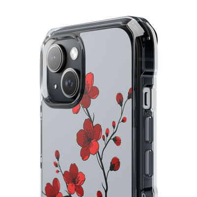 Grey Impact MagSafe Phone Case for iPhone - Crimson Blossom Onyx