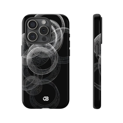 Black Tough Phone Case for iPhone - Kinetic Wireframe Orbit