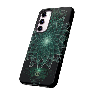 Green Tough Phone Case for Samsung - Cyan Signal Bloom