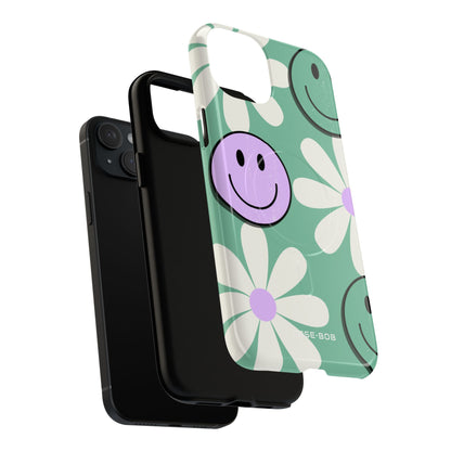 Smiley Daisy Glow iPhone 15 Plus Hoesje - Tough+