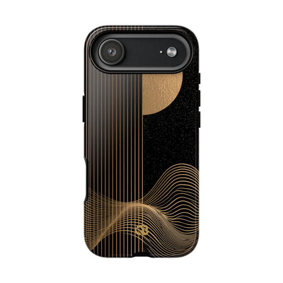 Gold Tough Phone Case for iPhone - Gilded Obsidian Dunes