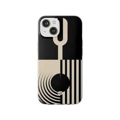 Black Lite Phone Case for iPhone - Ivory Signal Grid