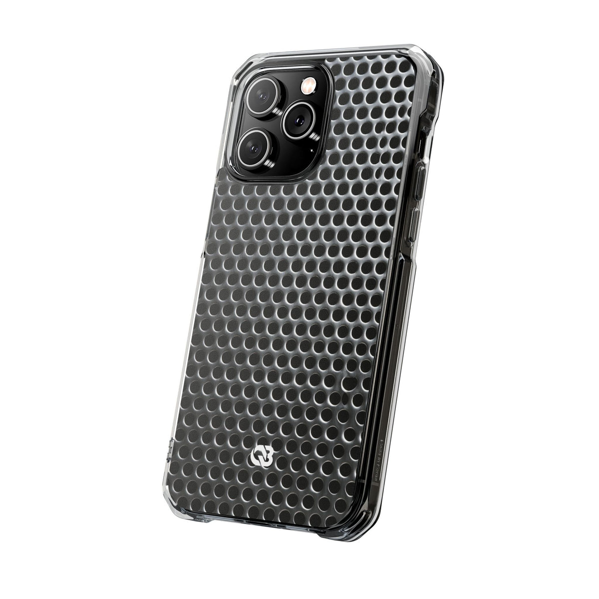 Brushed Perforated Steel · Clear Impact Magnetic Phone Case for iPhone ·  Silver