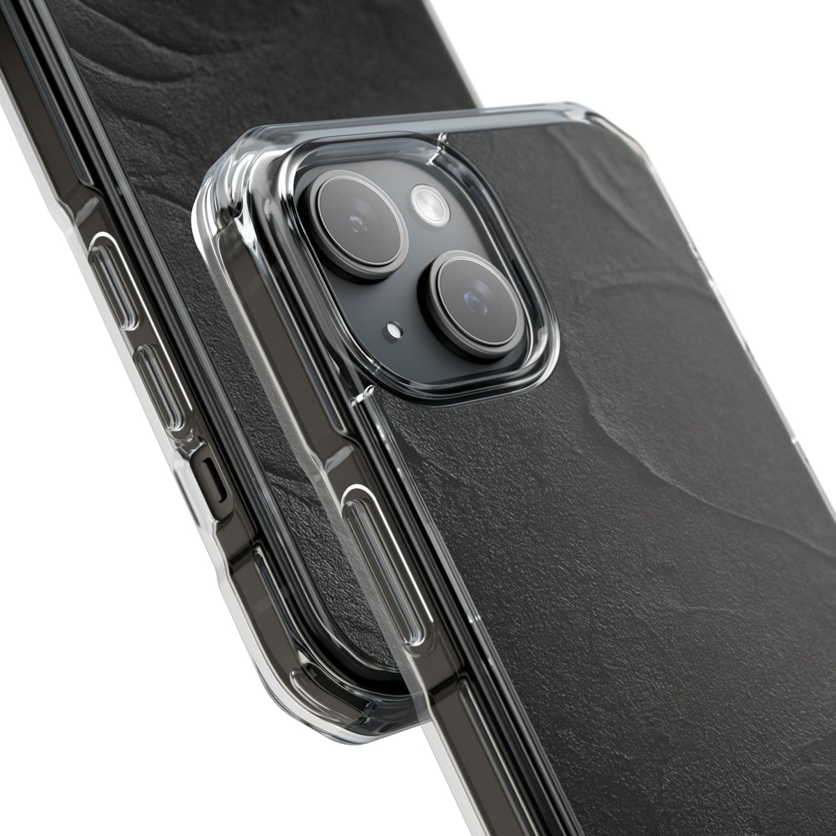 Obsidian Stucco Relief · Clear Impact Magnetic Phone Case for iPhone ·  Black
