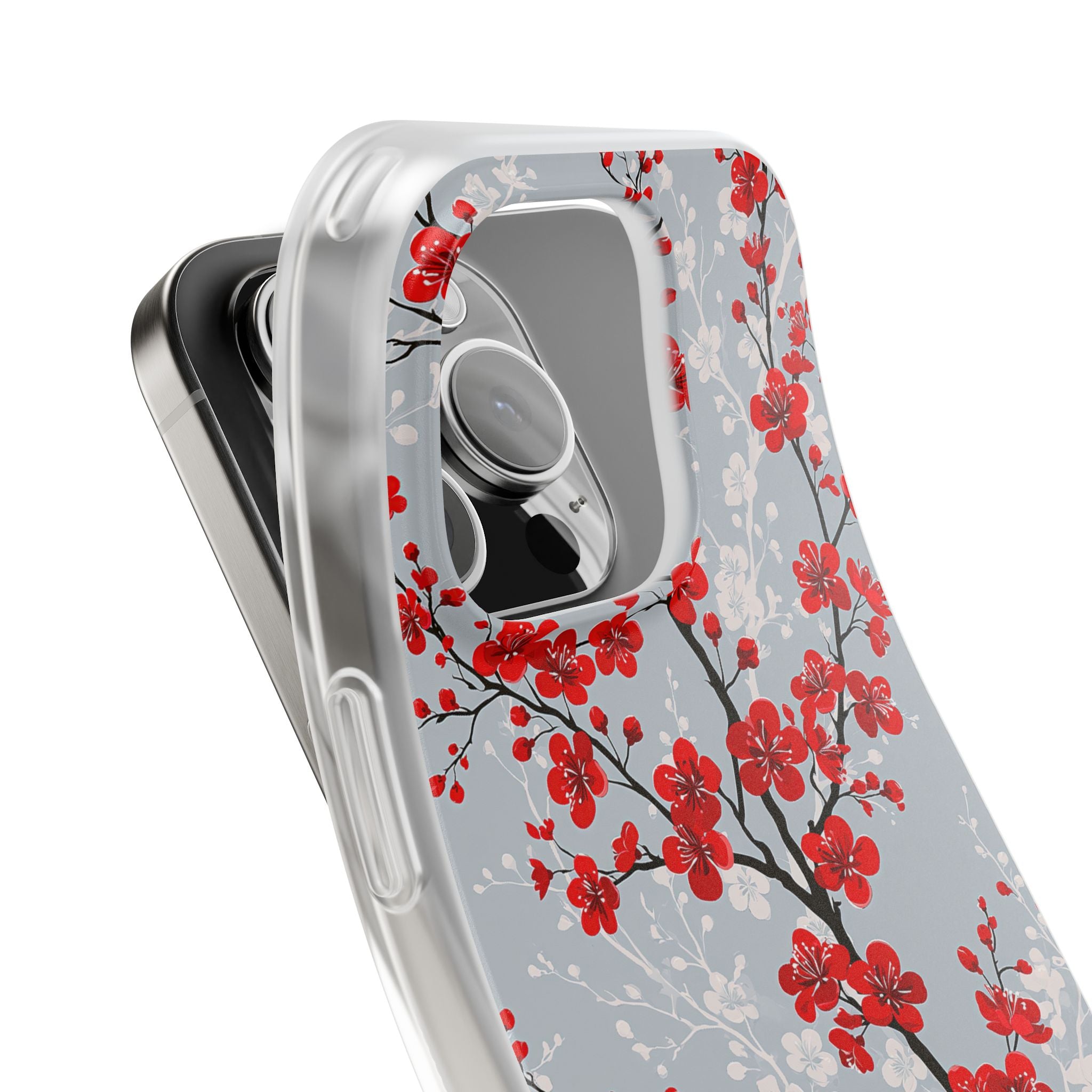 Grey Lite Phone Case for iPhone - Crimson Sakura Slate