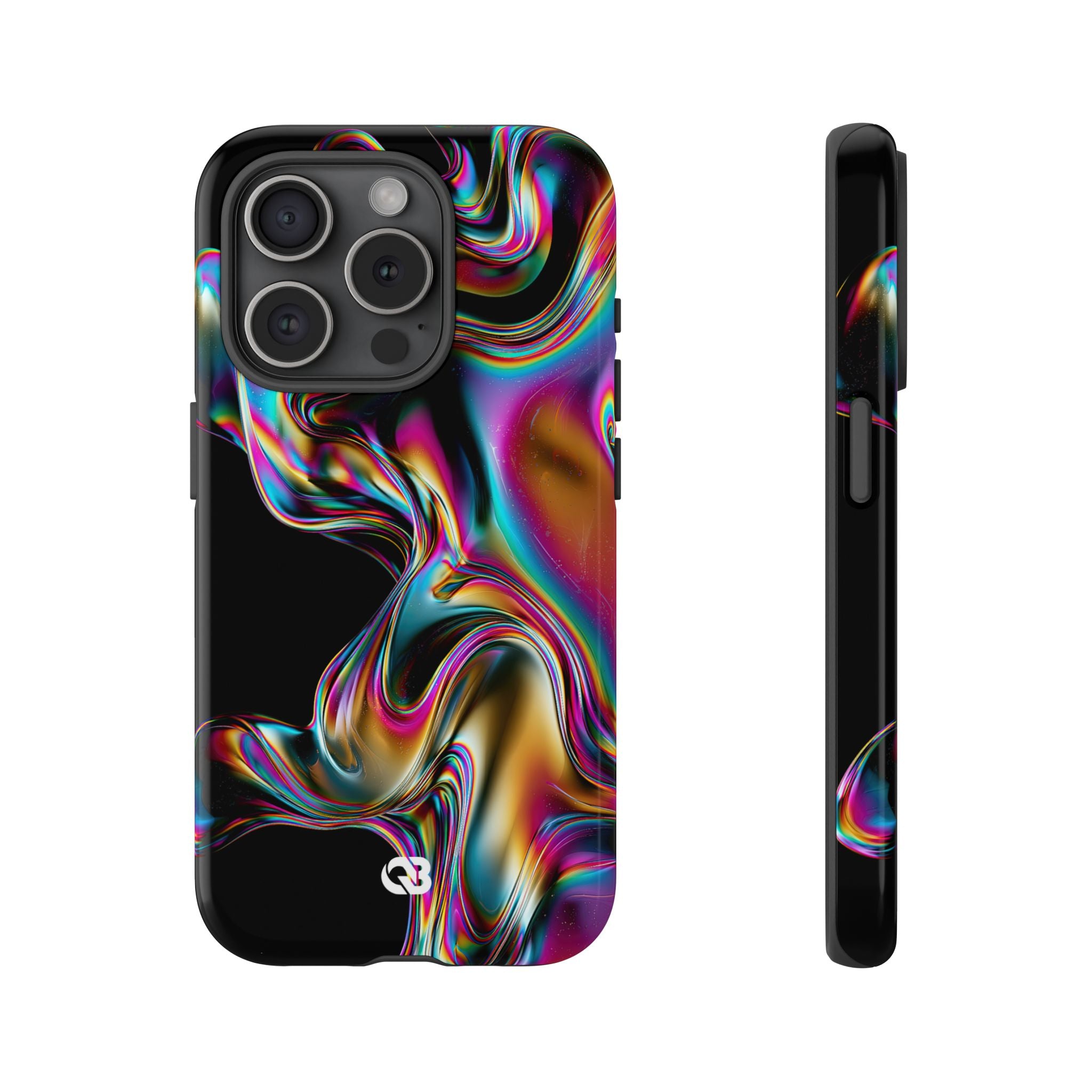 Purple Tough Phone Case for iPhone - Liquid Neon Chrome
