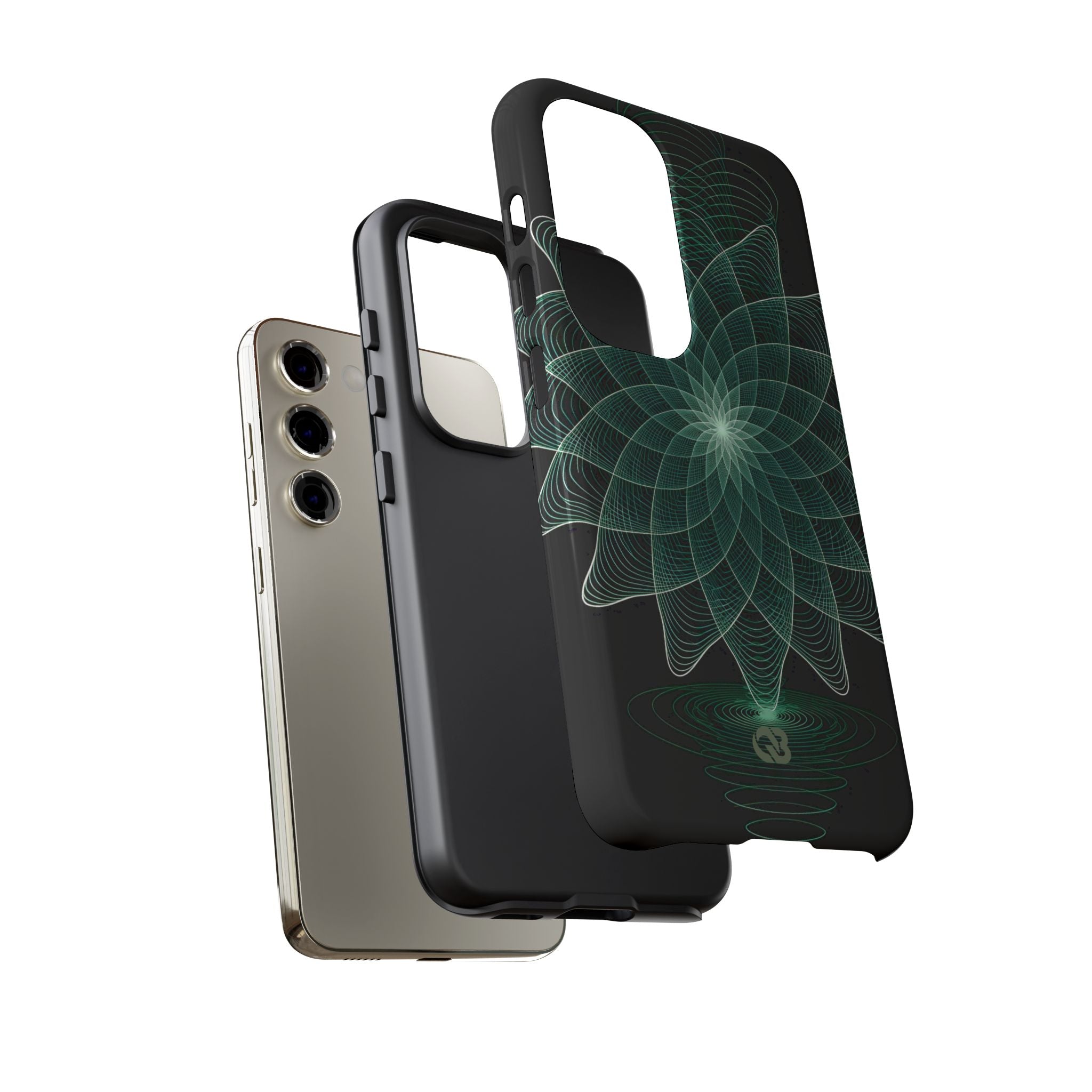 Green Tough Phone Case for Samsung - Cyan Signal Bloom