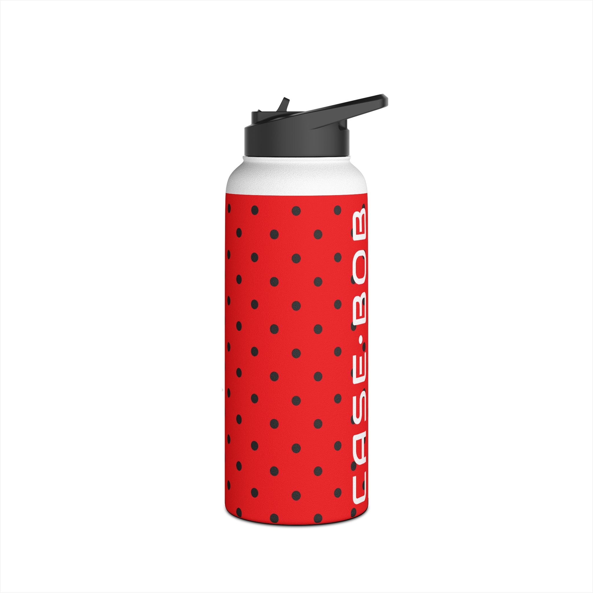 Black Dot Grid - Stainless Steel Water Bottle