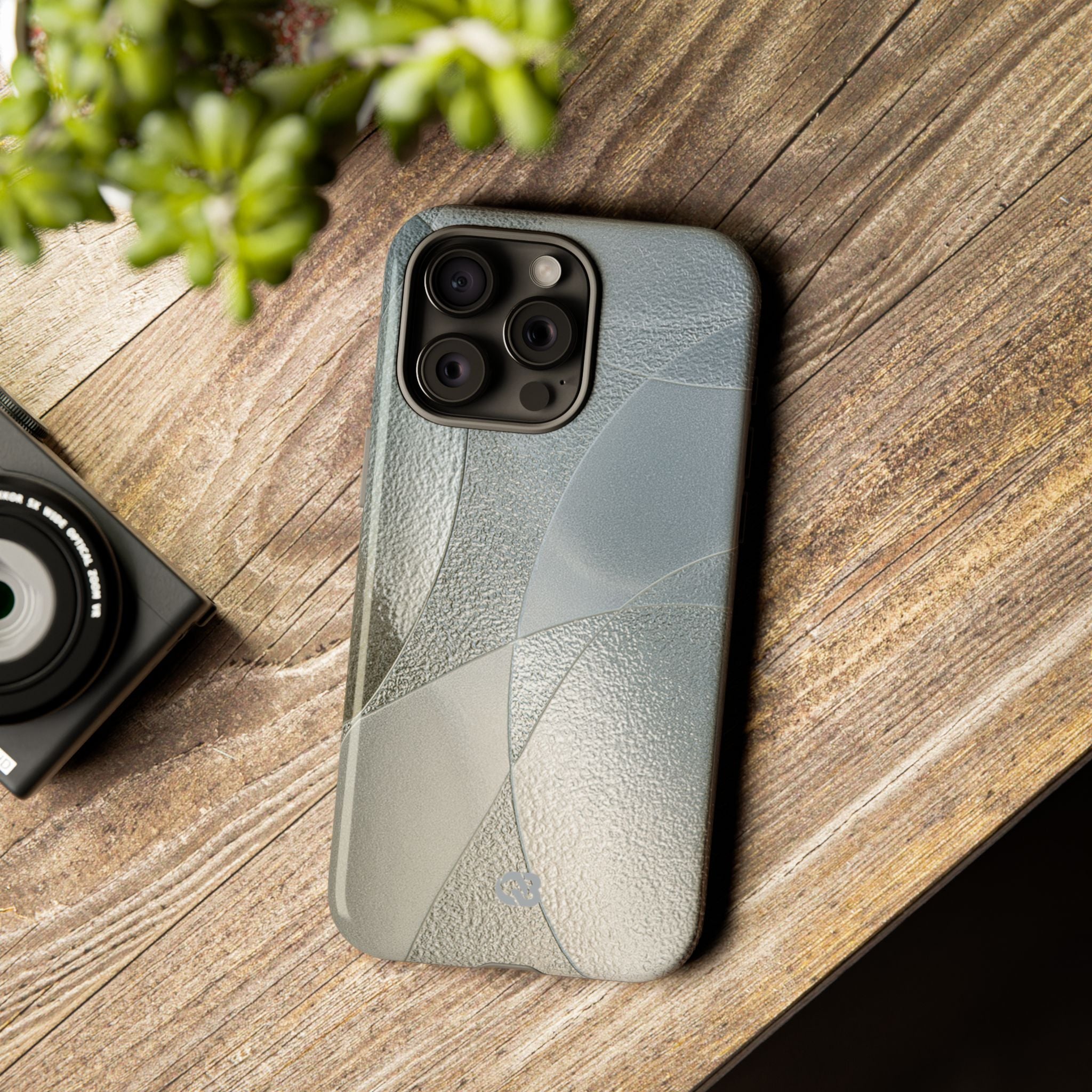 Silver Tough Phone Case for iPhone - Frosted Silver Mosaic