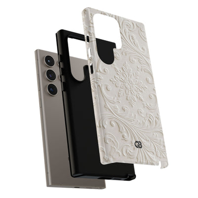 Ivory Baroque Relief · Tough Phone Case for Samsung · White