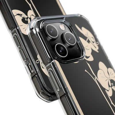 Black Impact MagSafe Phone Case for iPhone - Obsidian Bone Orchid