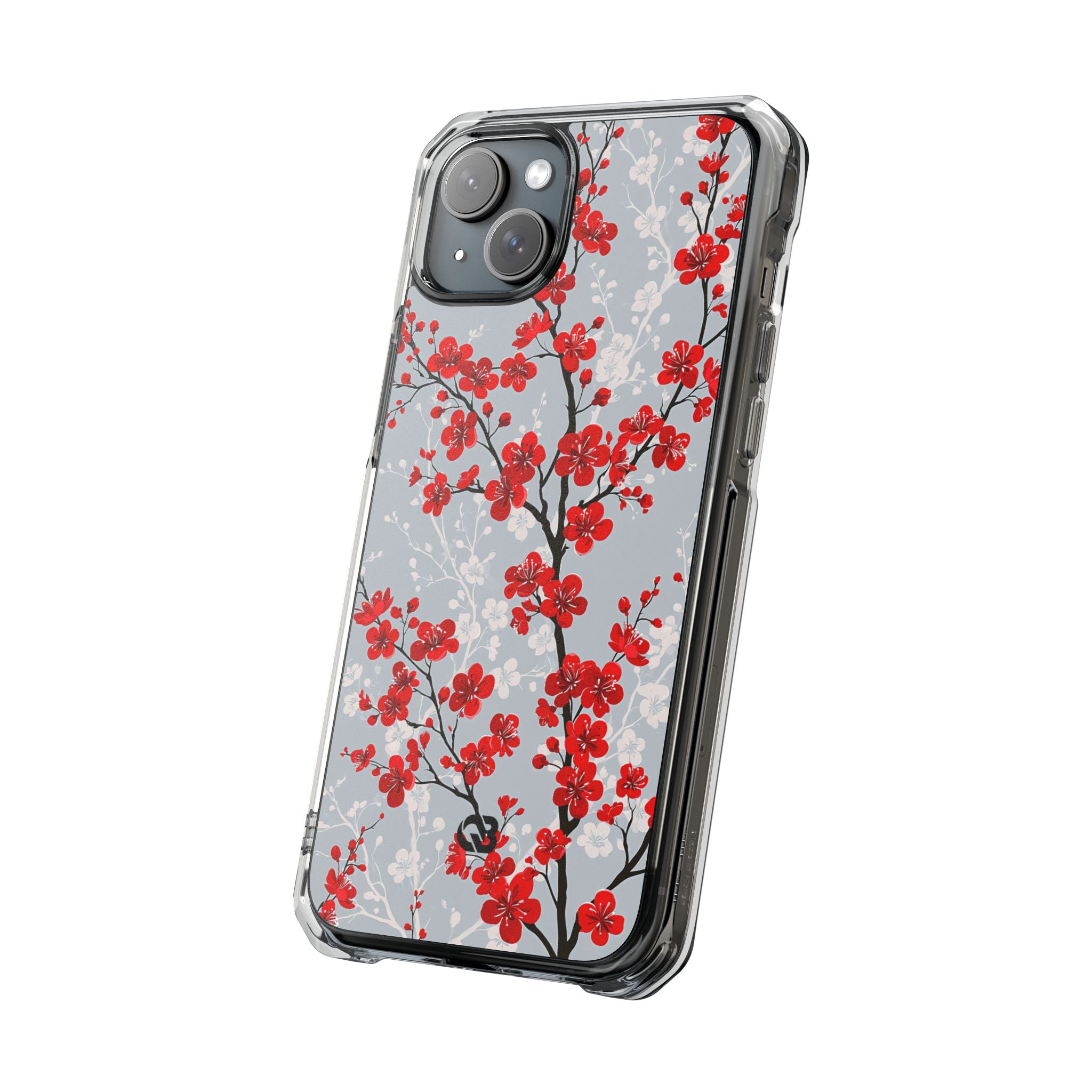 Grey Impact MagSafe Phone Case for iPhone - Crimson Sakura Slate