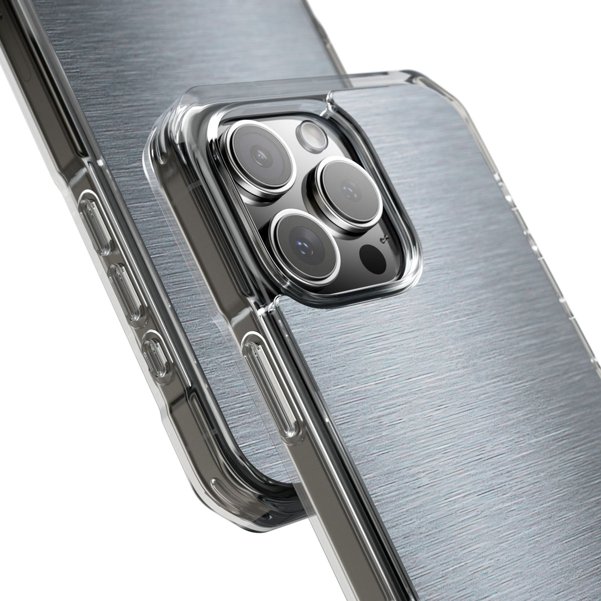 Brushed Aluminum · Clear Impact Magnetic Phone Case for iPhone ·  Silver