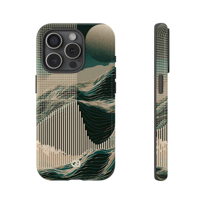 Green Tough Phone Case for iPhone - Lunar Moss Topography