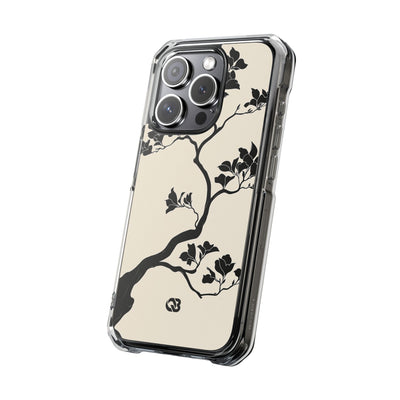Beige Impact MagSafe Phone Case for iPhone - Obsidian Bonsai Silhouette
