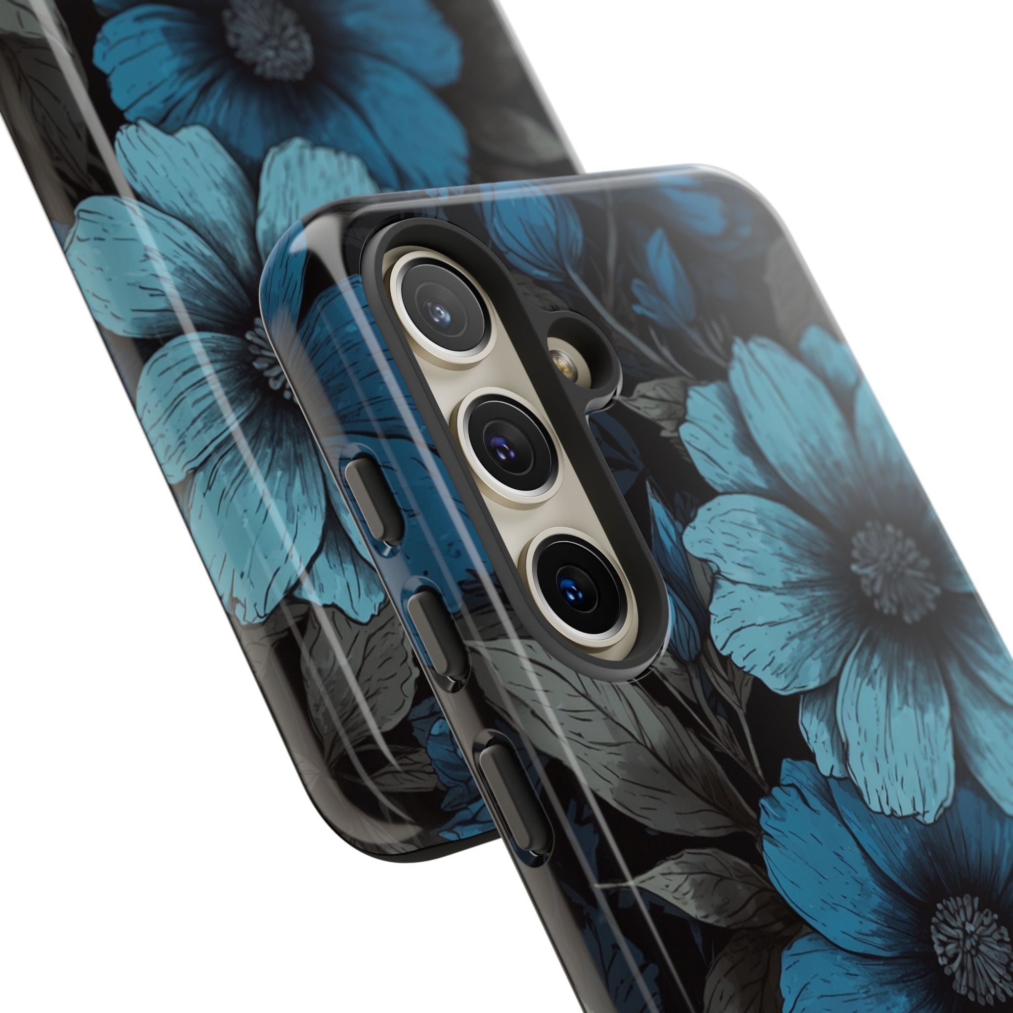 Obsidian Blue Petals · Tough Handyhülle für Samsung