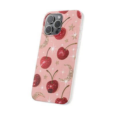 Bedazzled Ruby Cherries · Lite Phone Case for iPhone ·  Pink