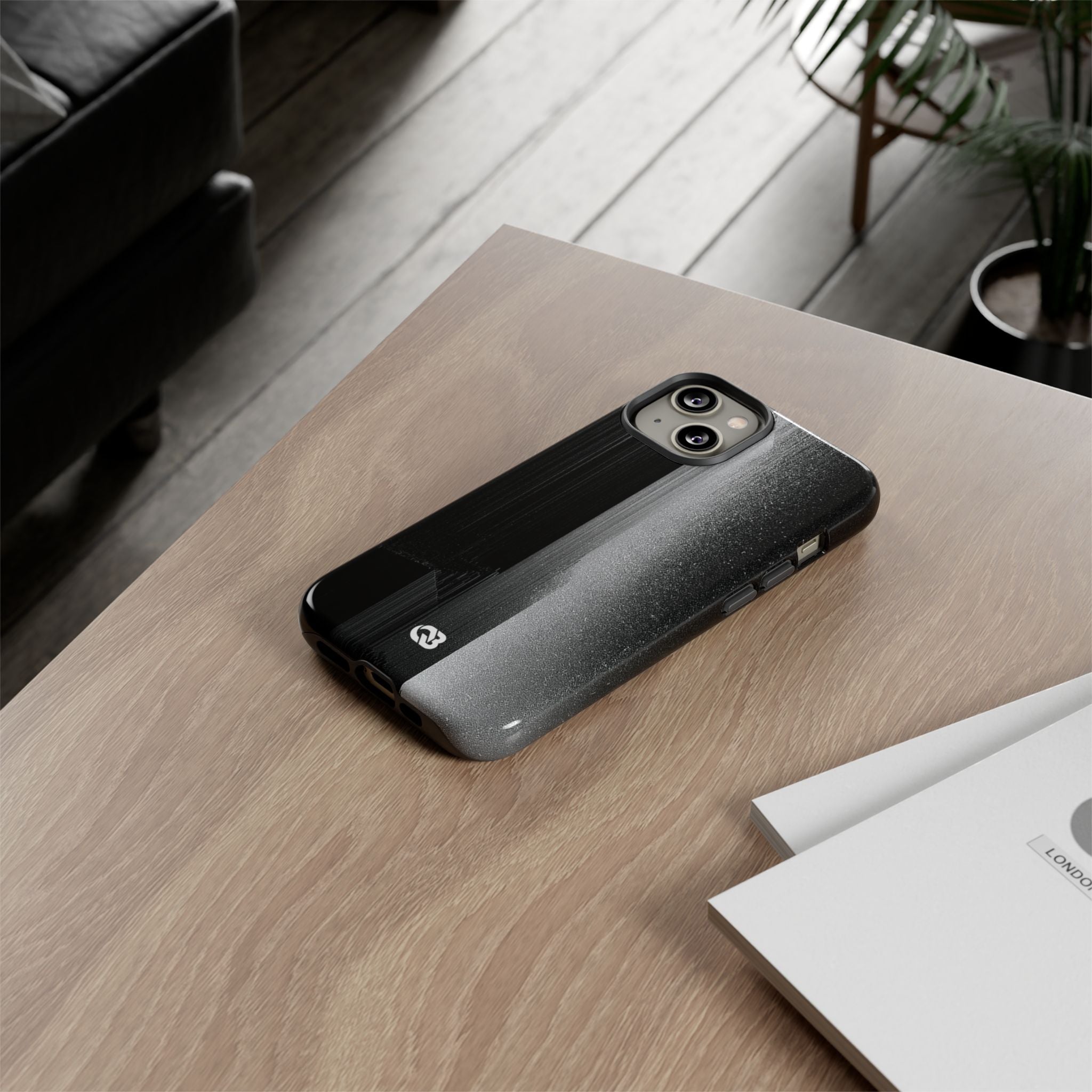 Black Tough Phone Case for iPhone - Brutalist Pixel Monolith