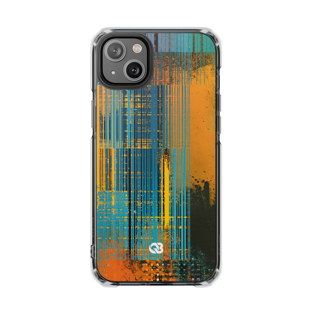 Cyber Glitch Stream · Clear Impact Magnetic Phone Case for iPhone · Teal
