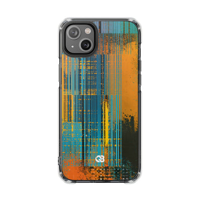 Cyber Glitch Stream · Clear Impact Magnetic Phone Case for iPhone · Teal