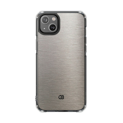 Brushed Silver Alloy · Clear Impact Magnetic Phone Case for iPhone ·  Silver