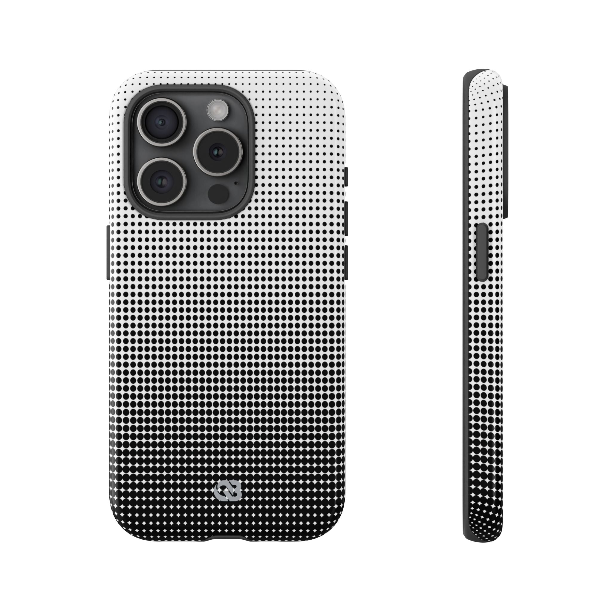 Black Tough Phone Case for iPhone - Obsidian Halftone Flux