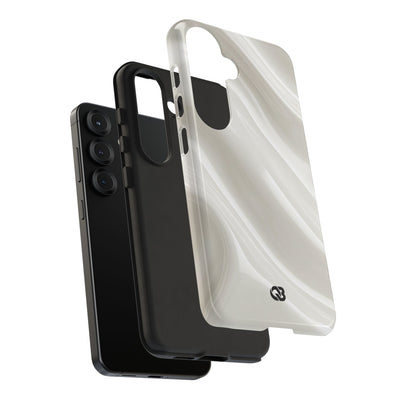 White Tough Phone Case for Samsung - Polished Ivory Wave