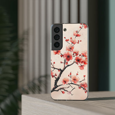 Crimson Silk Flora · Soft Phone Case for Samsung