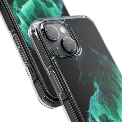 Nordic Aurora Fox · Clear Impact Magnetic Phone Case for iPhone · Teal