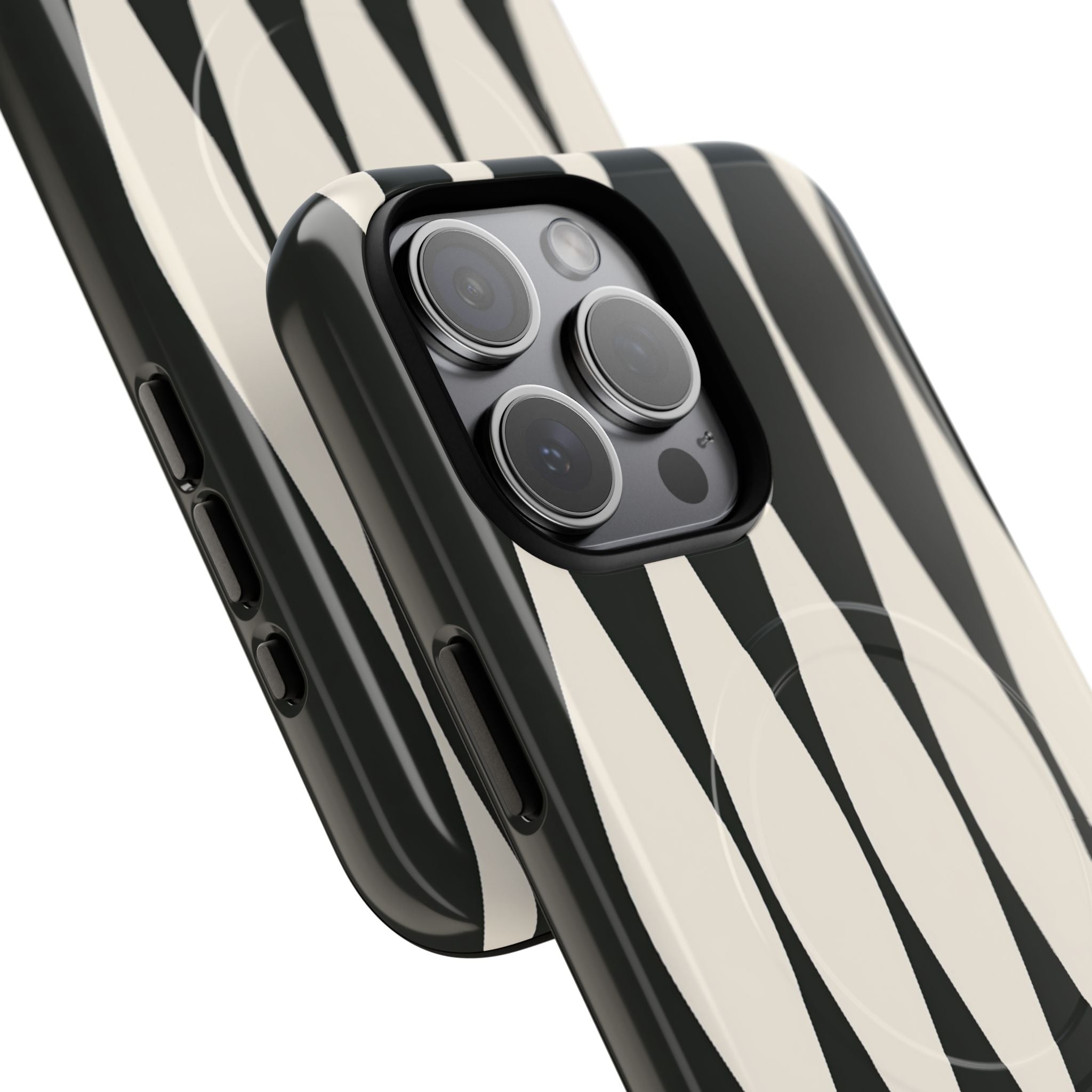 Black Tough 2.0 Magsafe Phone Case for iPhone - Ivory Spindle Grid