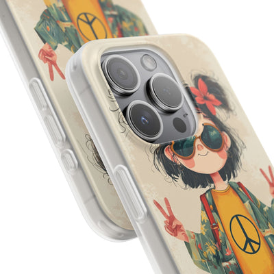 Retro Peace Girl · Soft Phone Case for iPhone