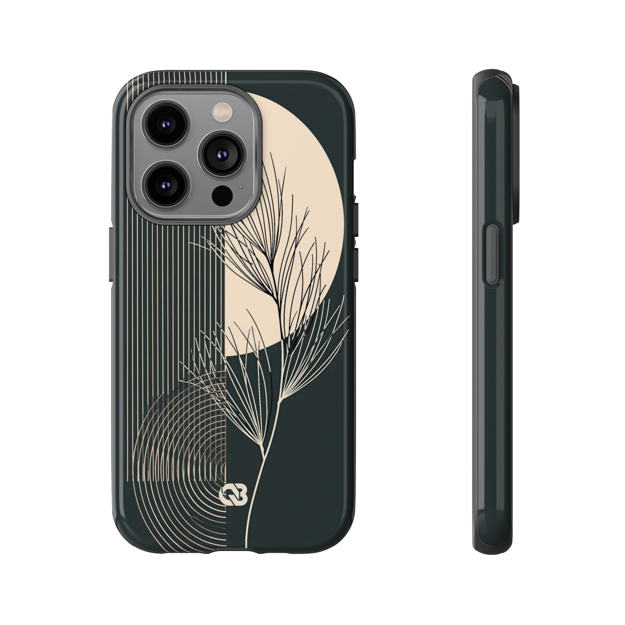 Black Tough Phone Case for iPhone - Obsidian Sand Willow