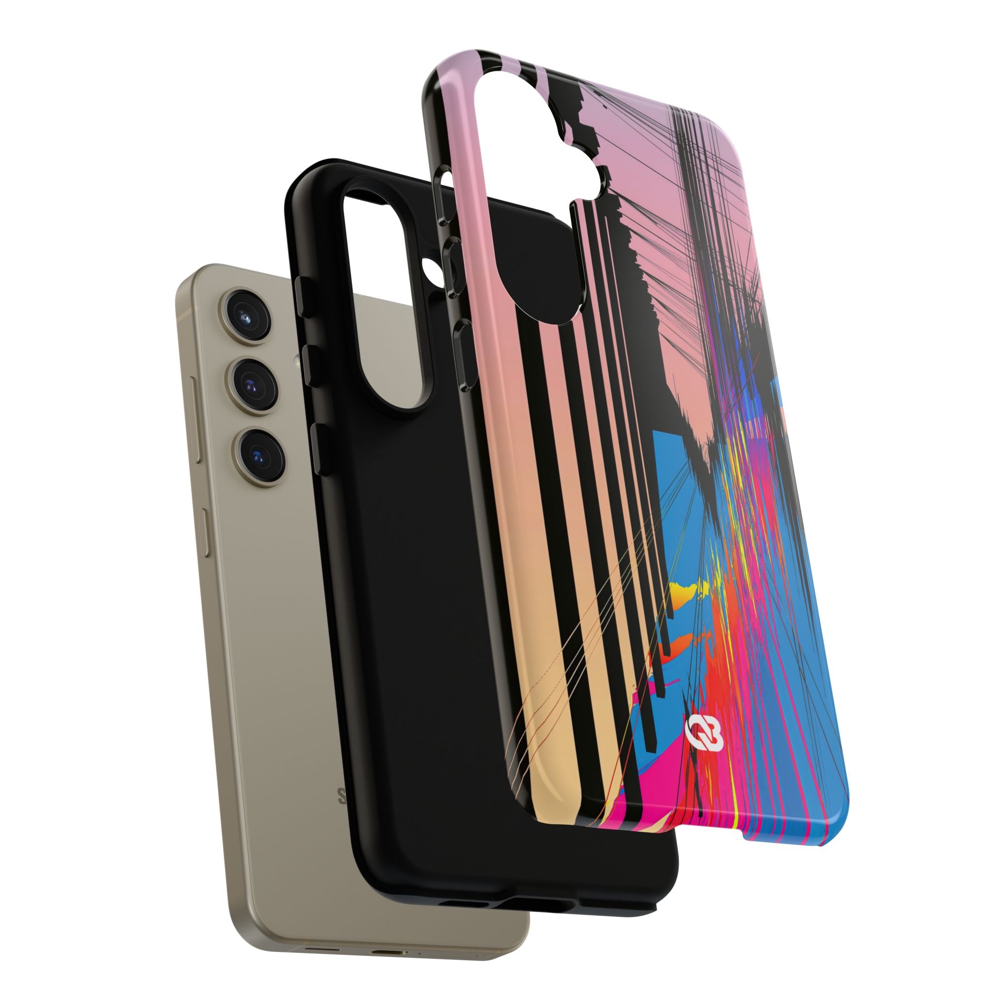 Blue Tough Phone Case for Samsung - Fractured Data Skyline