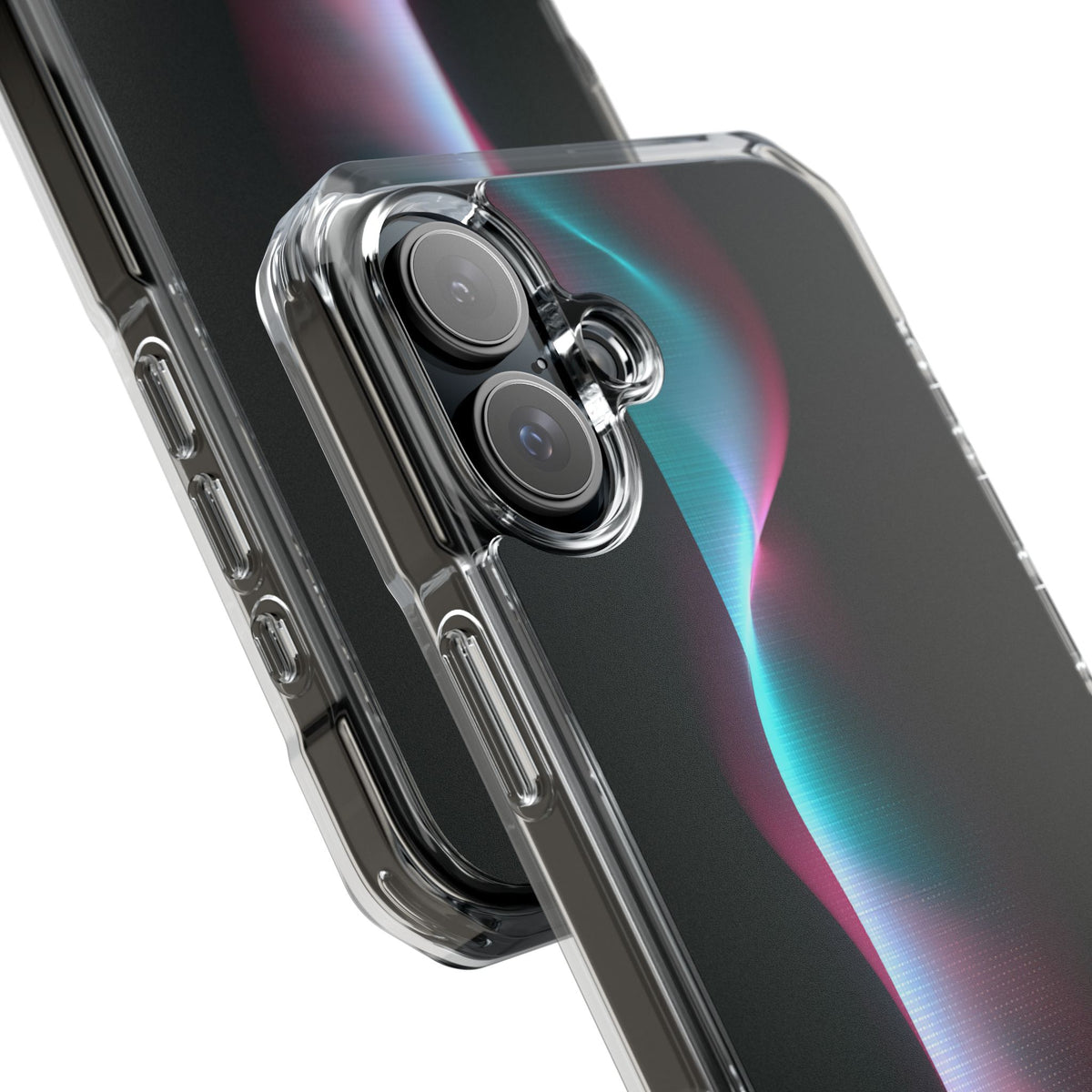Neon Pixel Flow · Clear Impact Magnetic Phone Case for iPhone · Black