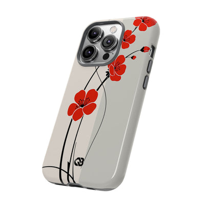 Red Tough Phone Case for iPhone - Crimson Plum Ink