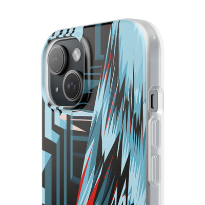 Blue Lite Phone Case for iPhone - Glitch Peak Cyan