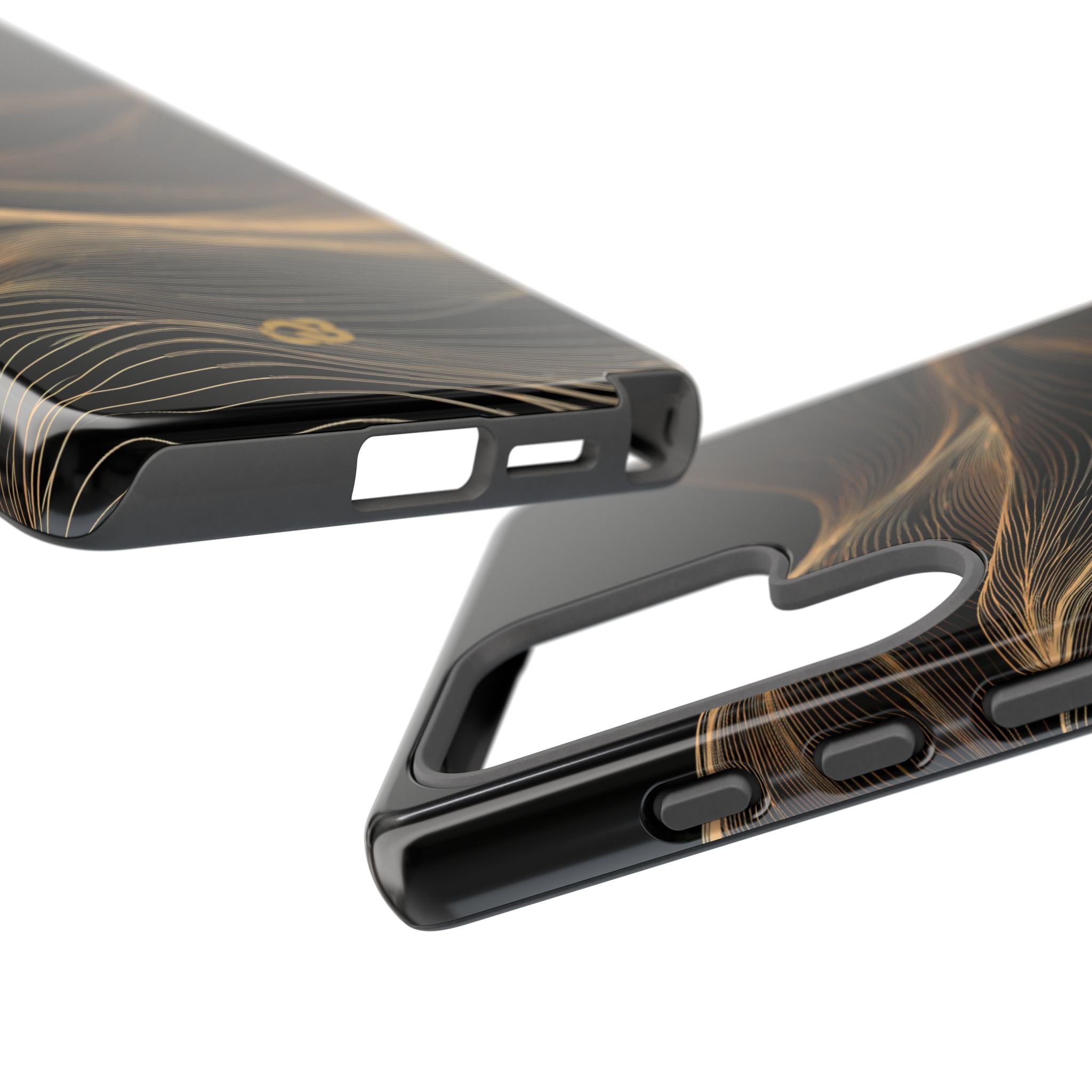 Black Tough Phone Case for Samsung - Copper Topo Ridge