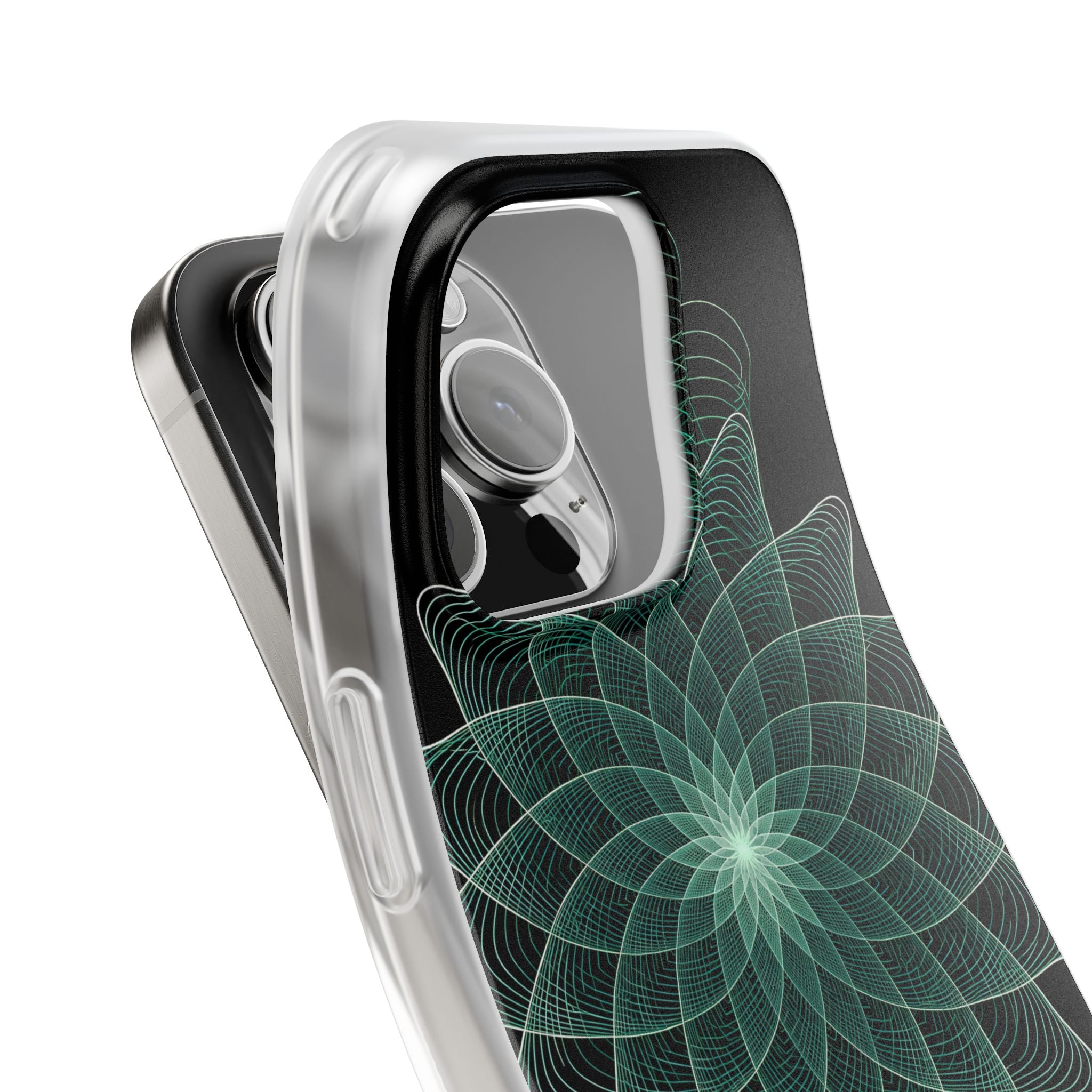Green Lite Phone Case for iPhone - Cyan Signal Bloom
